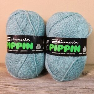 Spinnerin Pippin Yarn 100% Virgin Wool Light Blue 2 Skeins 50g Switzerland New